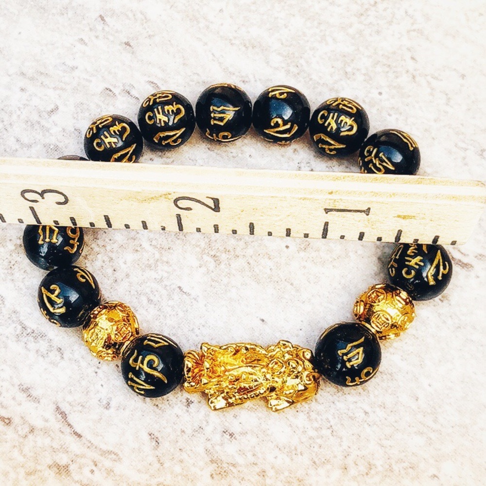 Pixiu1 Good Fortune Black & Gold Unisex Bracelet - Picture 7 of 9